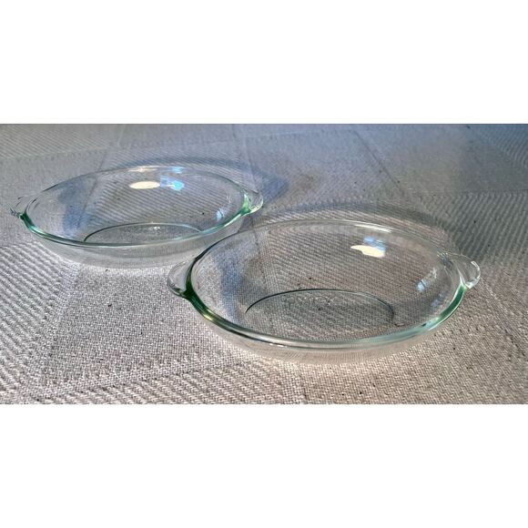 Set of 2 Vintage 1-Cup Pyrex 328 Corning 8 oz Oval Clear Glass Baking Dishes - Picture 1 of 13